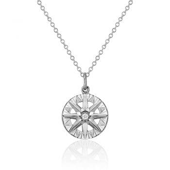 Compass Rose pendant white gold with diamond
